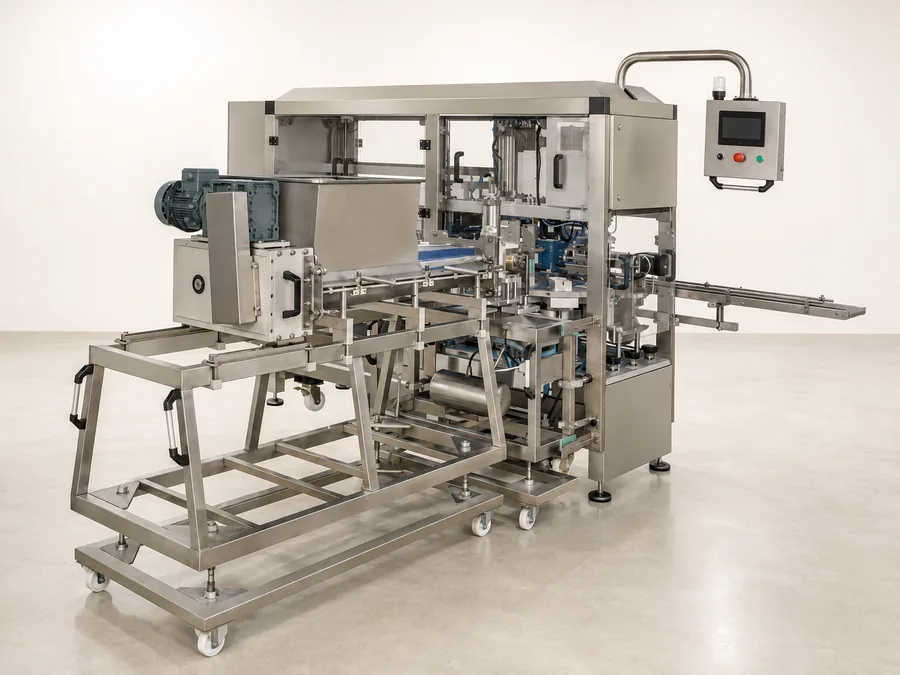 ATRUM&nbsp;MAKINA butter filling and wrapping machine with foil-wrapped blocks
